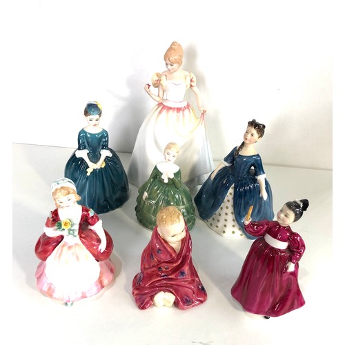 548 - 7 royal doulton figures includes valerie vanity little pig belle cherie debbie and gift of love