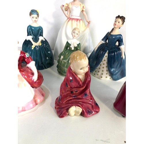 548 - 7 royal doulton figures includes valerie vanity little pig belle cherie debbie and gift of love