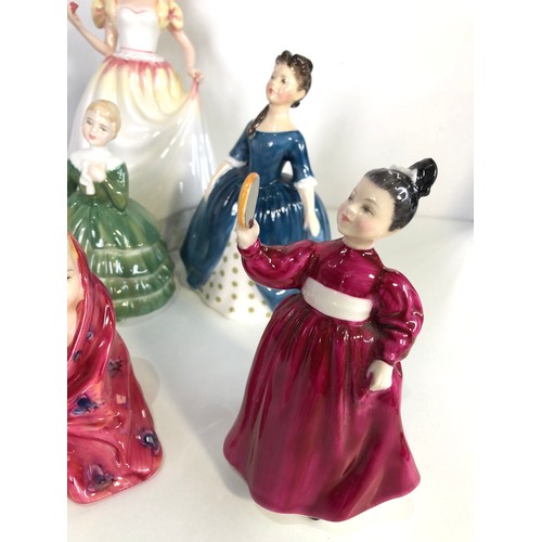 548 - 7 royal doulton figures includes valerie vanity little pig belle cherie debbie and gift of love