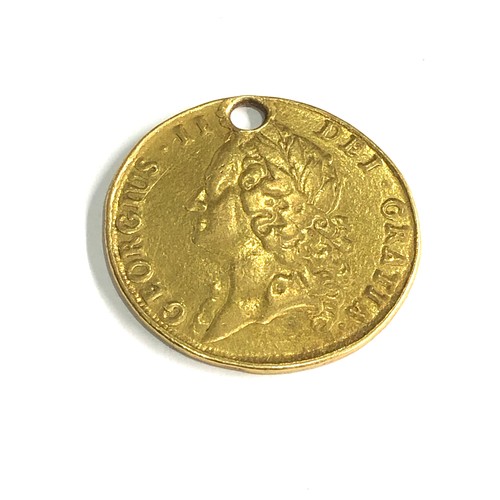 437 - George II (1727-60) gold Two Guineas 1739 holed weight 16.18g worn condition