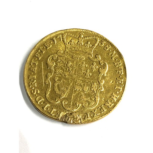 439 - George II (1727-60) gold Two Guineas 1738 weight 16.18g edge worn condition as shown