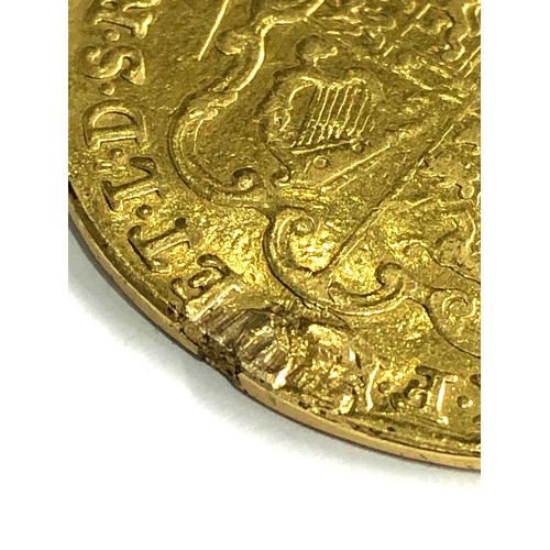 439 - George II (1727-60) gold Two Guineas 1738 weight 16.18g edge worn condition as shown