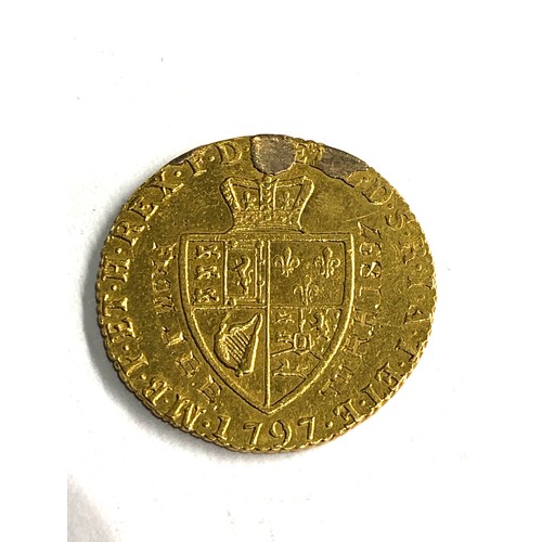 444 - George 111 1797  gold half guinea engraved as shown filled holed