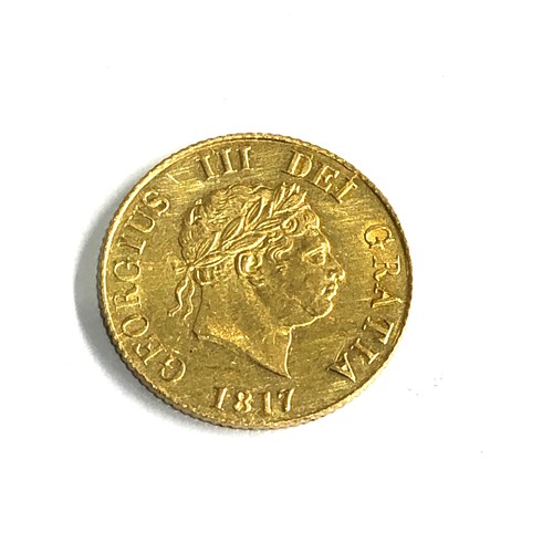 417 - Rare George 111 1817 gold half sovereign near unc condition