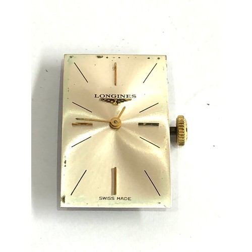 458 - Vintage gents 9ct gold longines wristwatch case measures approx 37mm by 19mm 9.375 gold hallmarks wa... 