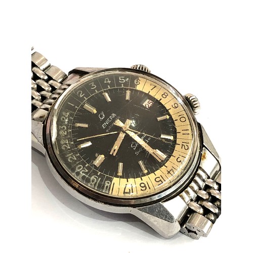 460 - Rare Enicar Sherpa Super Jet gents chronograph wristwatch and original strap thw watch is ticking bu... 