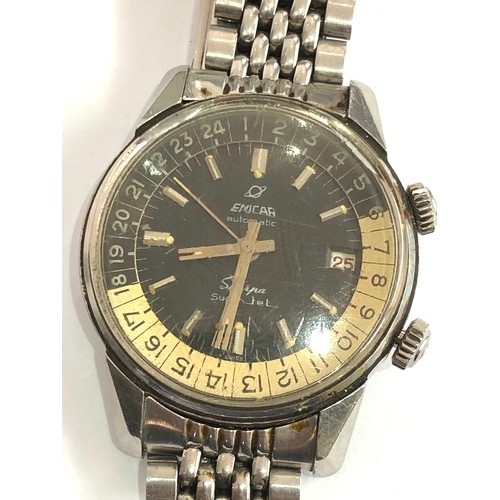 460 - Rare Enicar Sherpa Super Jet gents chronograph wristwatch and original strap thw watch is ticking bu... 