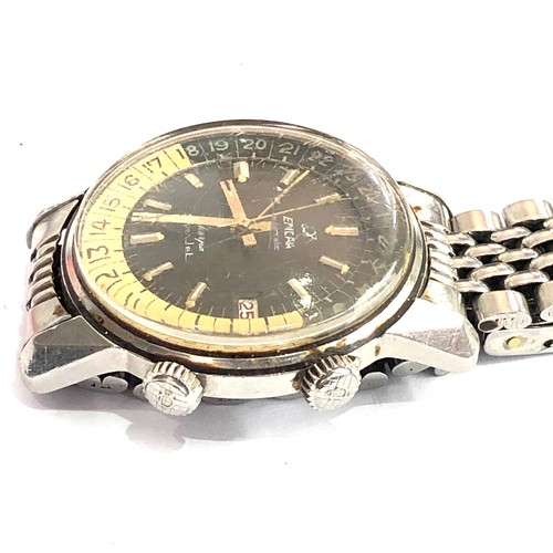 460 - Rare Enicar Sherpa Super Jet gents chronograph wristwatch and original strap thw watch is ticking bu... 