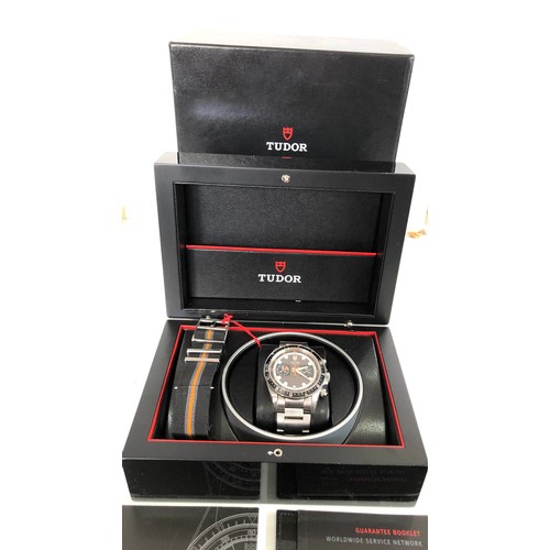 461 - 2016 Rolex Tudor Geneve chronograph gents wrist watch box and booklets as shown in good used conditi... 