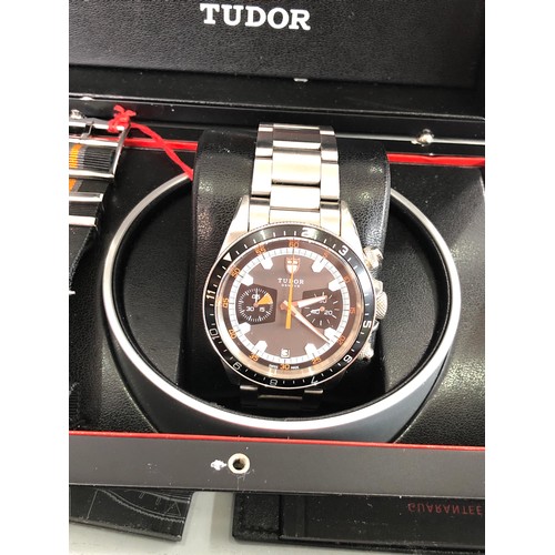 461 - 2016 Rolex Tudor Geneve chronograph gents wrist watch box and booklets as shown in good used conditi... 