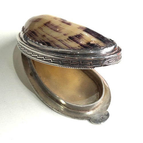 2 - Antique silver and shell snuff box measures approx 8.3cm by 4cm xrt as silver no hallmarks