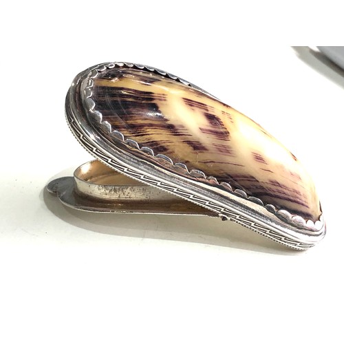 2 - Antique silver and shell snuff box measures approx 8.3cm by 4cm xrt as silver no hallmarks