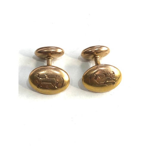 172 - Vintage 14ct gold cufflinks engraved initials weight 2.9g