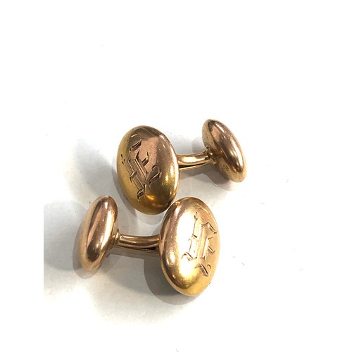 172 - Vintage 14ct gold cufflinks engraved initials weight 2.9g