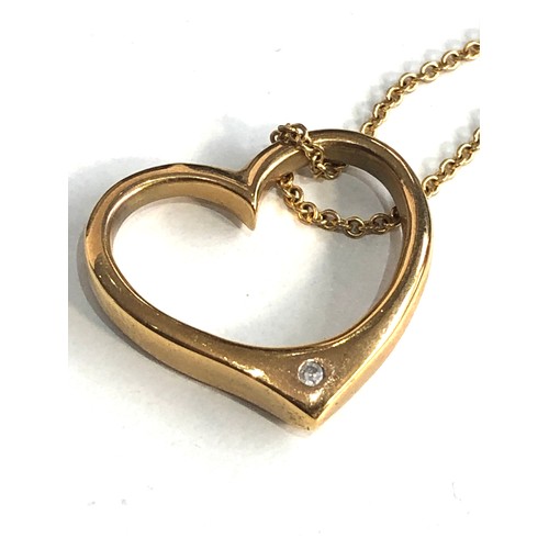 180 - 9ct gold diamond heart pendant necklace weight 5g