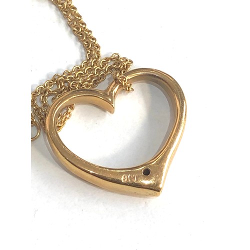 180 - 9ct gold diamond heart pendant necklace weight 5g