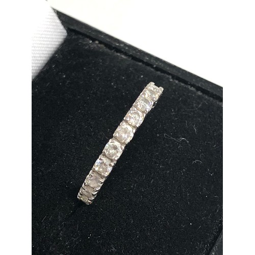 255 - 9ct white gold cz eternity ring weight 1.8g