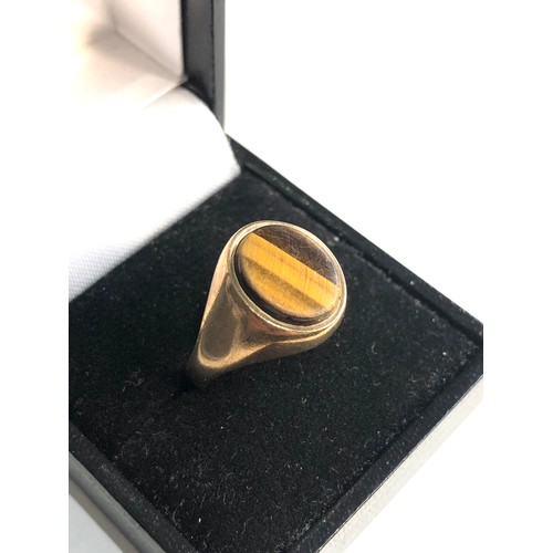 151 - Vintage 9ct gold Tigers Eye Signet Ring weight 3.9g