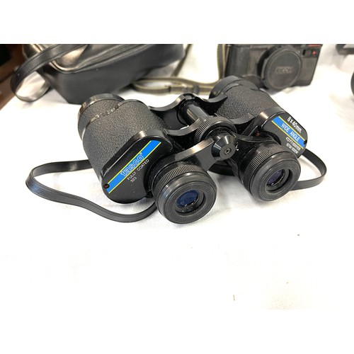 17 - Vintage Ricoh AF-5 camera, Miranda binoculars 10 x 50, Tasco 8 x 40 with carry cases