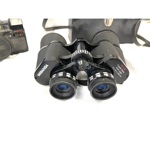 17 - Vintage Ricoh AF-5 camera, Miranda binoculars 10 x 50, Tasco 8 x 40 with carry cases