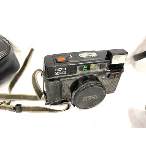 17 - Vintage Ricoh AF-5 camera, Miranda binoculars 10 x 50, Tasco 8 x 40 with carry cases