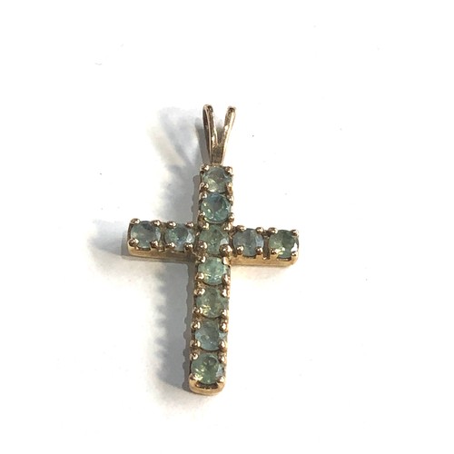 175 - 9ct gold gemstone set cross pendant weight 1.5g