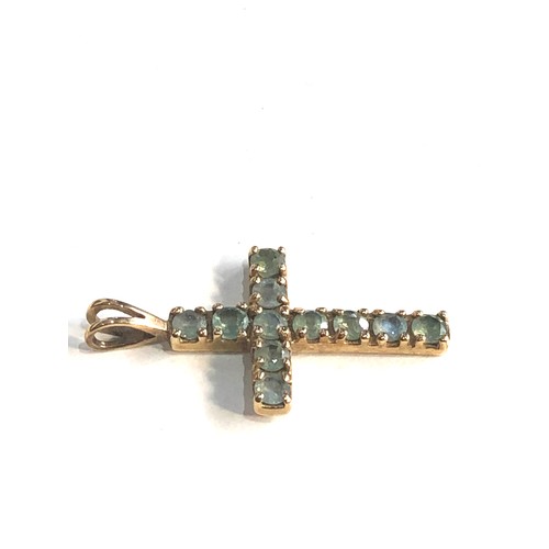 175 - 9ct gold gemstone set cross pendant weight 1.5g