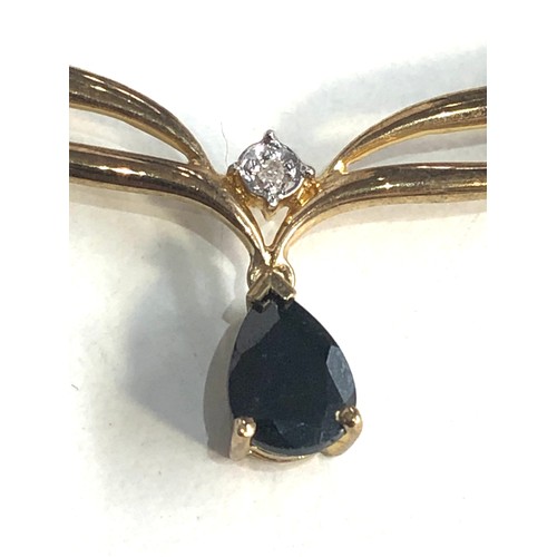 211 - 9ct gold diamond & sapphire  pendant necklace weight 3.5g