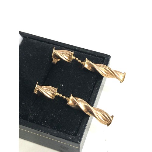 141 - 14ct gold twist drop earrings weight 2.7g