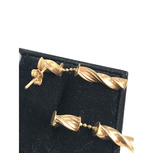 141 - 14ct gold twist drop earrings weight 2.7g