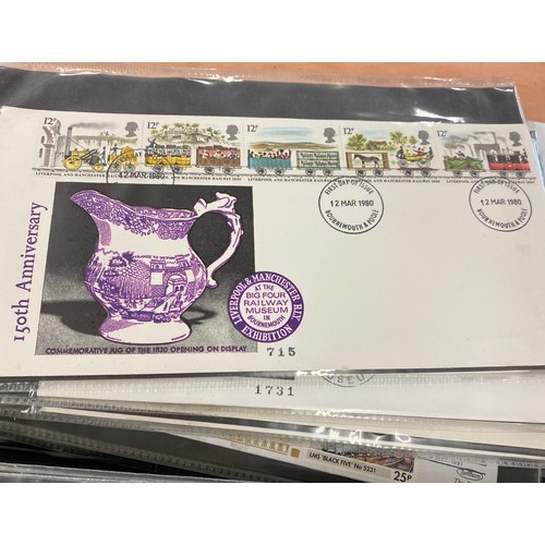 29 - 4 Albums containing a quantity of first day covers and stamps, to include presentation Railway packs... 