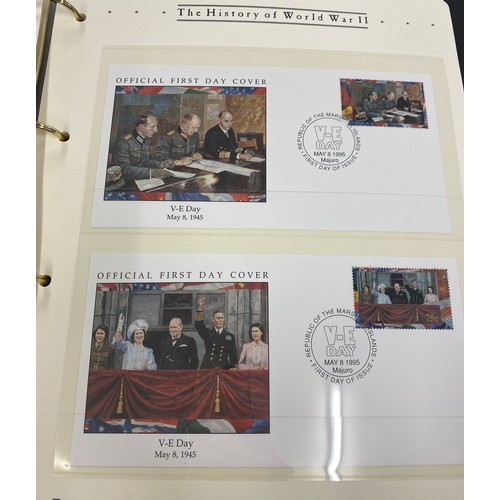 8 - 2 Albums containing Westminister mint the history of WW2 first day covers and coin sets include £2 a... 