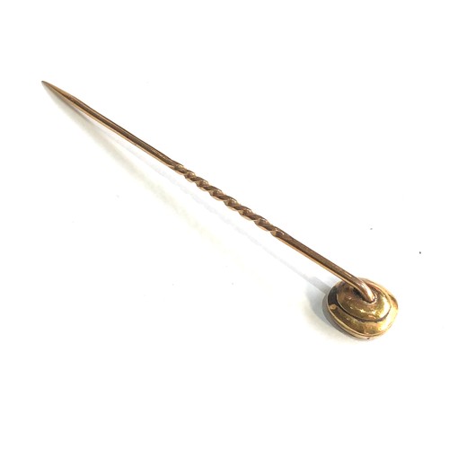 218 - Gold antique amethyst stick pin weight 1.8g