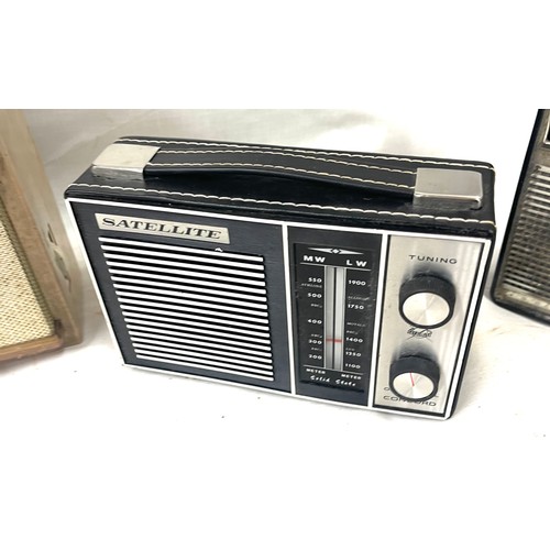 22 - Selection 3 vintage radios to include makers, Satelite, Peroio, etc all untested
