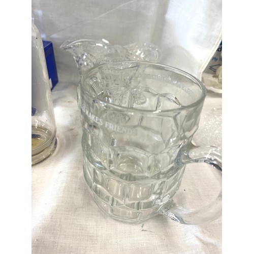44 - Selection of glassware to include Taylors soda syphon, Ansells two handled advertising glass, John J... 