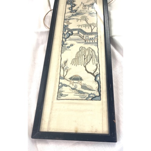 85 - Vintage Chinese on silk, approximate frame measurements: 63cm by 15cm