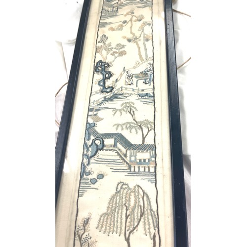 85 - Vintage Chinese on silk, approximate frame measurements: 63cm by 15cm