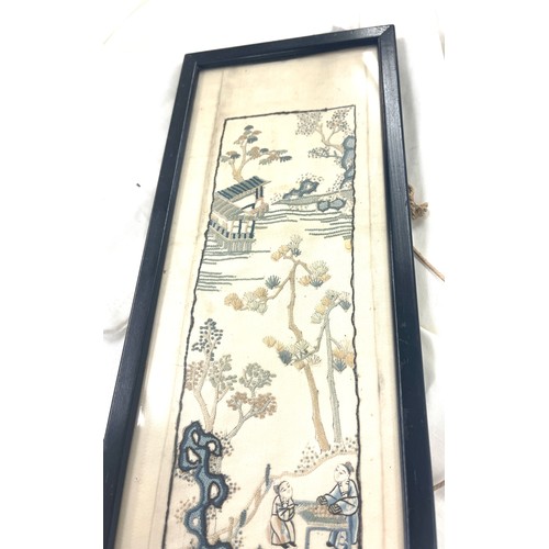 85 - Vintage Chinese on silk, approximate frame measurements: 63cm by 15cm