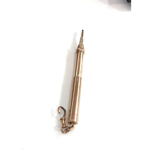 163 - 9ct gold retractable pencil w/ dog clip weight 13.2g