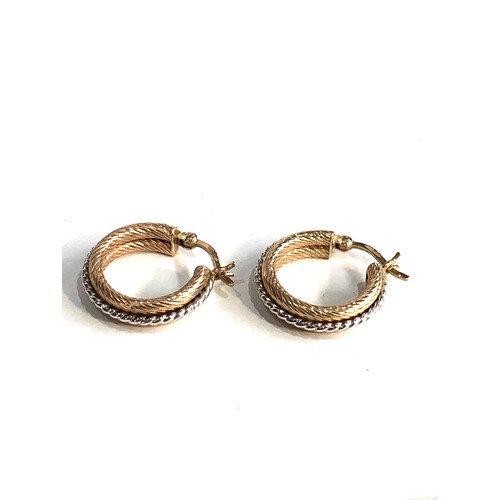 241 - 9ct white & yellow gold hoop earrings weight 2.1g