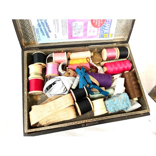 23 - 2 Vintage boxes containing sewing equipment etc