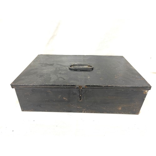 11 - Small vintage mirror front bathroom cabinet and a metal deed box