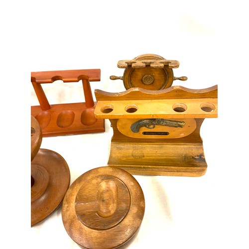 63 - Selection of vintage wooden smoking pipe holders