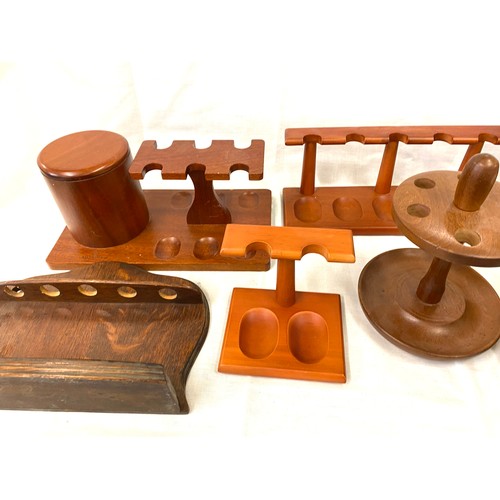 63 - Selection of vintage wooden smoking pipe holders