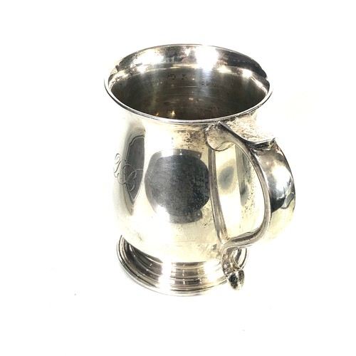 33 - Hallmarked silver tankard / mug Birmingham silver hallmarks engraved initials weight 165g