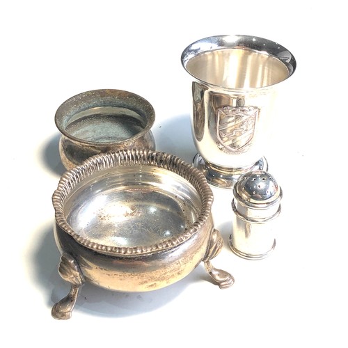 18 - Selection of silver items salts pepper etc silver weight 140g