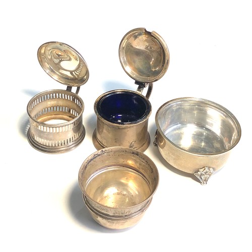 21 - Selection of silver items salts mustards etc weight 95g