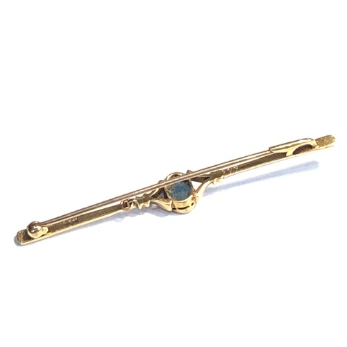 188 - Antique 15ct gold aquamarine ser bar brooch weight 3.2g