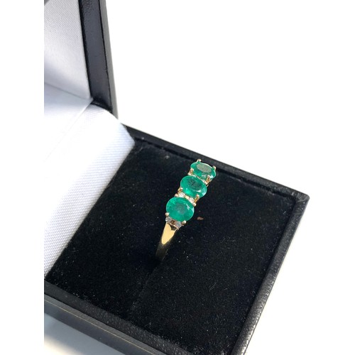 294 - 18ct gold emerald & diamond accent trilogy ring by lliana wight 2.3g