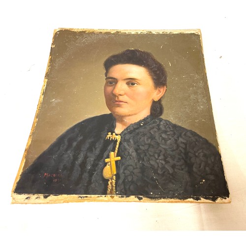 80 - 2 Signed antique paintings on board and metal, artist: Asbourne and Brain Lincoln  and 1891 Macure, ... 